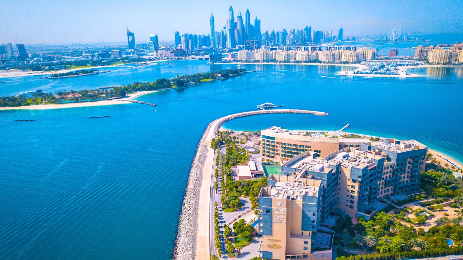 Vue aerienne de larchipel de Palm Jumeirah a Dubai